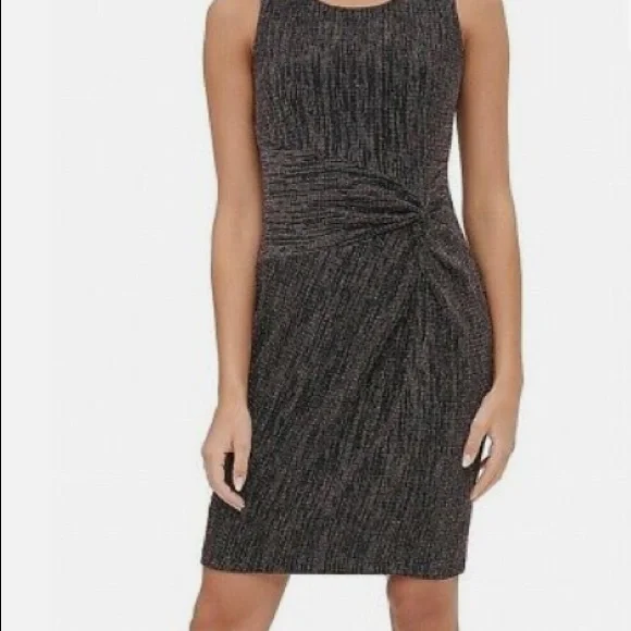 Tommy Hilfiger Womens Metallic Sleeveless Cocktail Dress Black 6